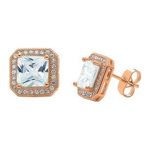 Norah 18k White Gold Plated Princess Cut
CZ. Rose gold color